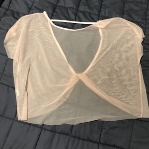 F21 Athletic Wear Mesh Knit TwistBack Crop Blush